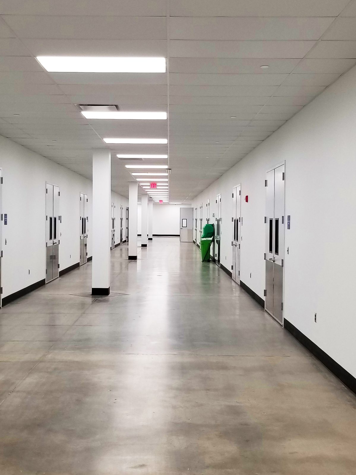 Process corridor lined with manufacturing suite doors, VitaQuest Parsippany